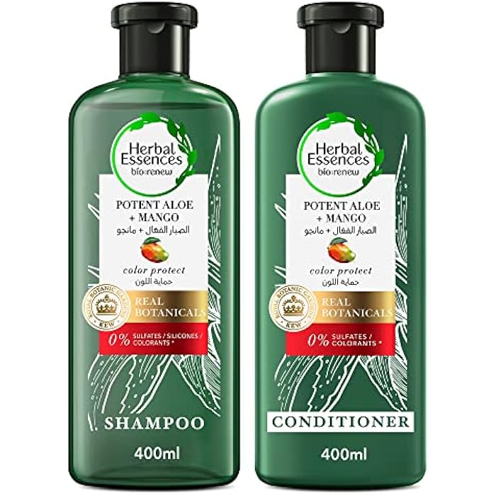 Herbal Essences Sulfate Free Potent Aloe + Mango Shampoo & Conditioner For Dry Hair And Frizzy Hair, 400 Ml - Image 1